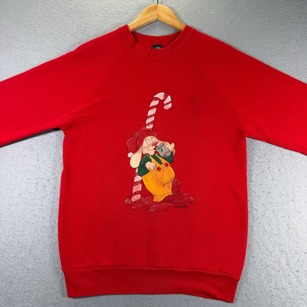 Vintage Disney Snow White Grumpy Sweatshirt R Stanley Screen Stars Red 1988 - Picture 3 of 13